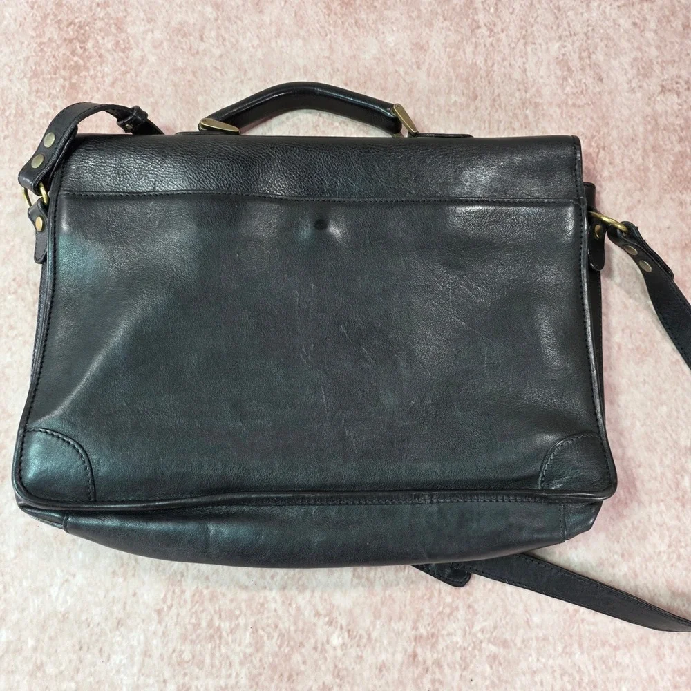 Vintage Cole Haan Black Leather Briefcase Elegant Made in Italy Rare with Key